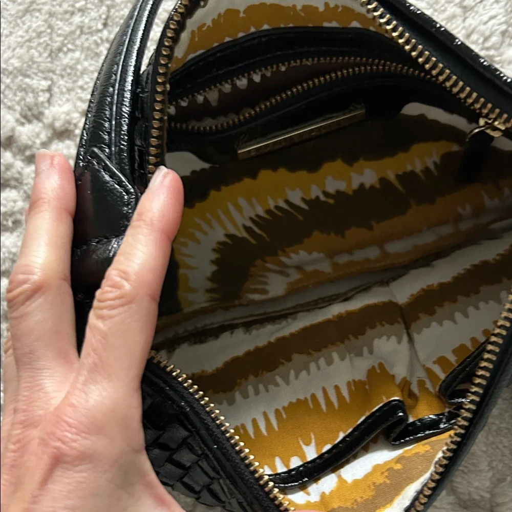 Elliott Lucca Shiny Black Woven Shoulder Bag
